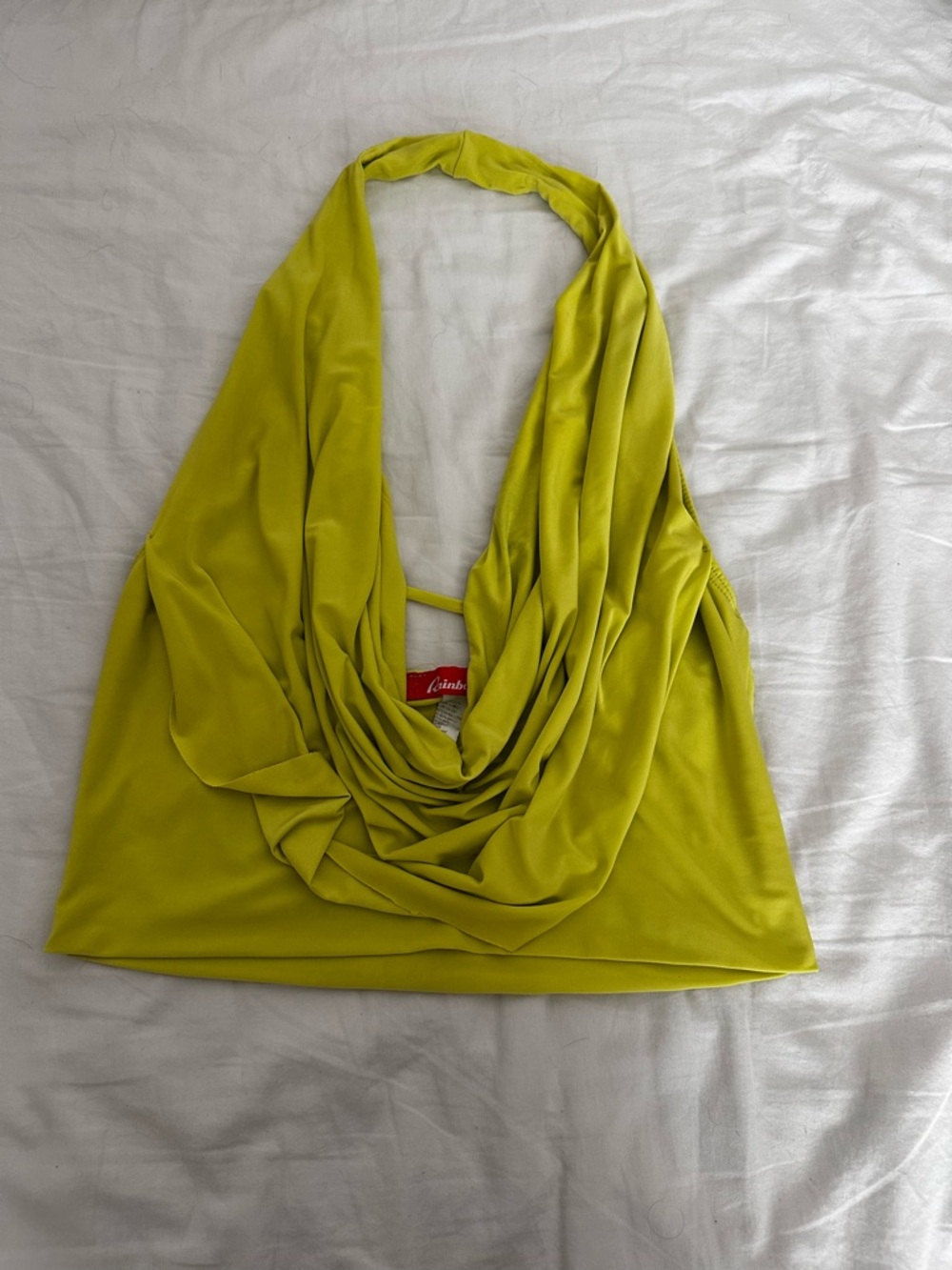 3 for $6 Rainbow Lime Green Draped Scarf Top